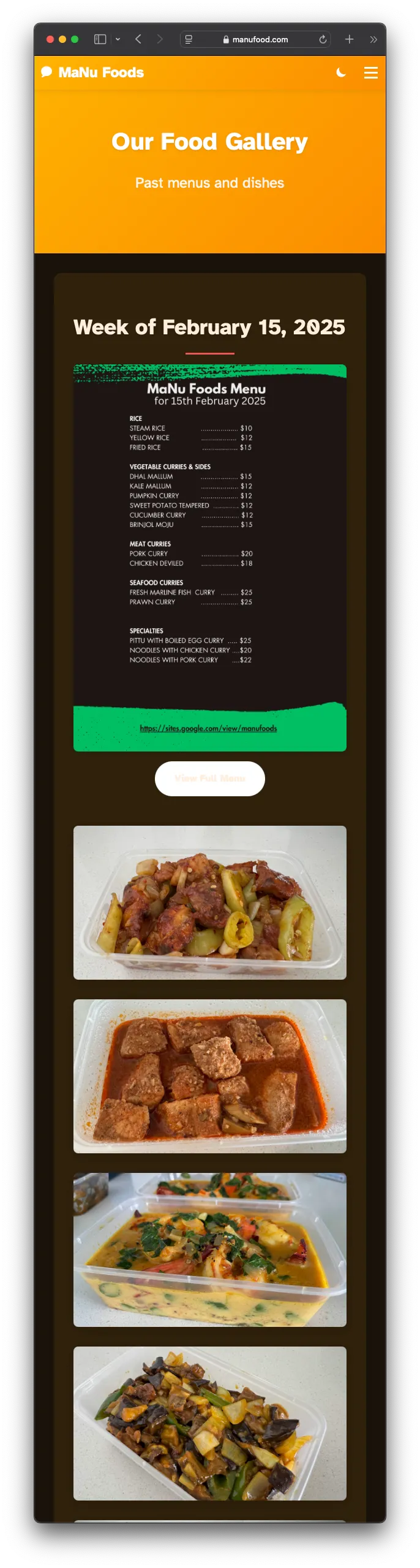 Food gallery dark mode