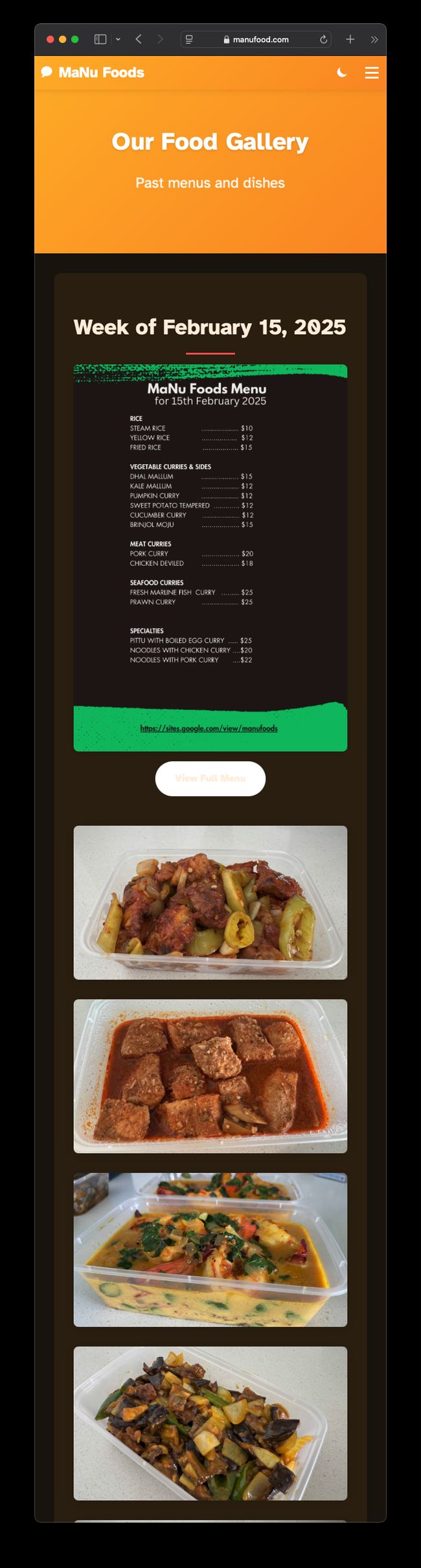 Food gallery dark mode